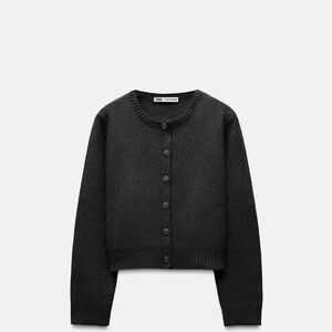 Zara Charcoal Button-Up Cardigan